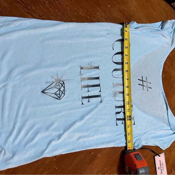 Juicy Couture NWT Light Blue Graphic Short Sleeve T-Shirt Size Large Y2K Casual - Picture 7 of 8